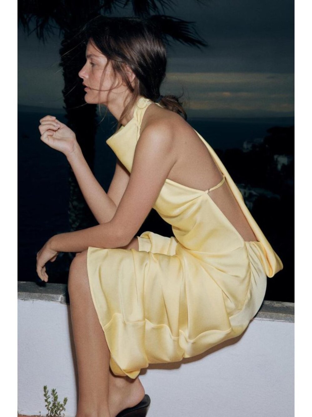 ZARA DRAPED HALTER MIDI DRESS WITH OPEN BACK